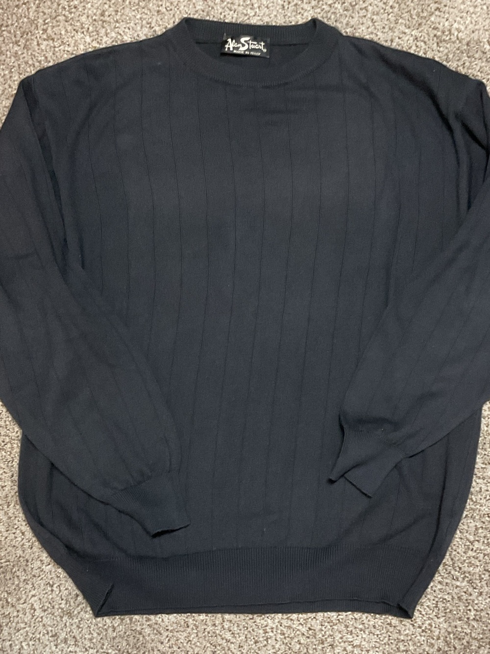 Alan Stuart Men’s Black Cotton Rayon Crewneck Sweater VTG